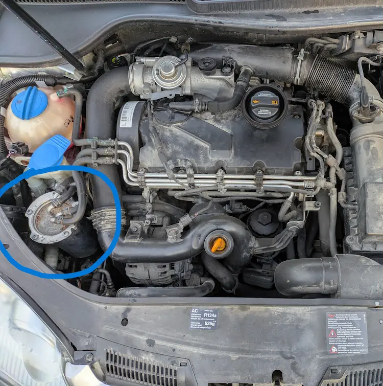 Fuel filter location on a 1.9 TDi PD 105