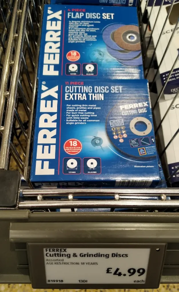 Aldi Workzone flap discs and cutting discs