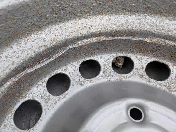 Rusty wheels through paint