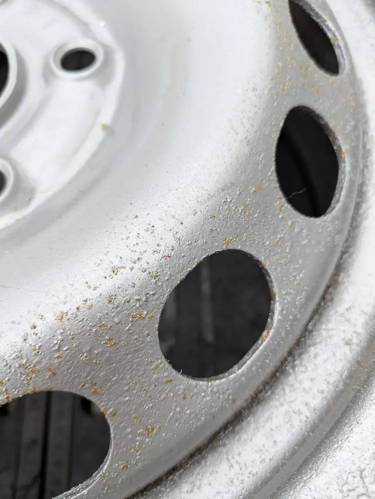 Rusty wheels though paint